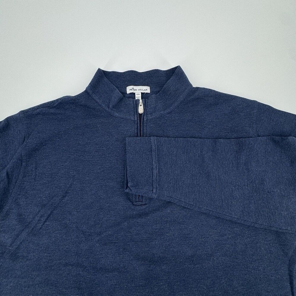 Peter Millar Crown Comfort Interlock 1/4 Zip Pullover Blue Golf ME0K40 Men’s XXL
